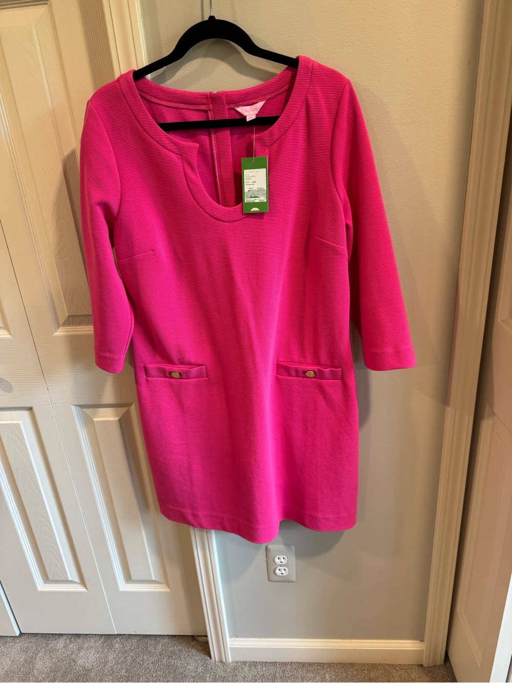 NWT Lilly Pulitzer Hot Pink Ponte Shift Dress with Pocket Tabs